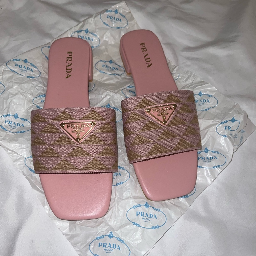 Pink and Brown Slide Sandals